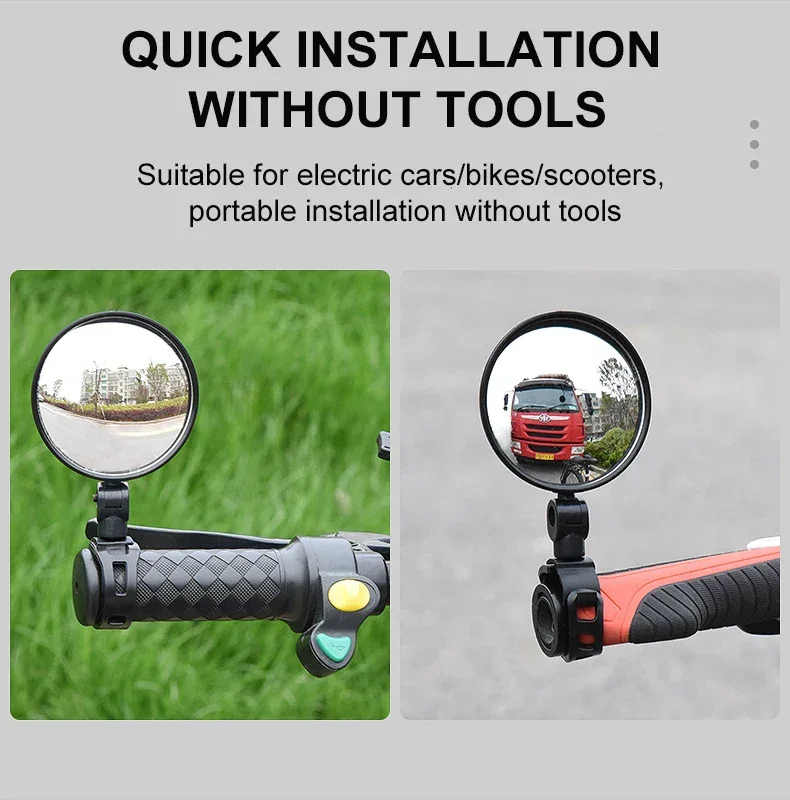 2PCS Bicycle Rearview Mirror 360 Degree Adjustable Rotatable Universal Cycling Handlebar Rear View Mirrors for MTB Road Bike - Image 8