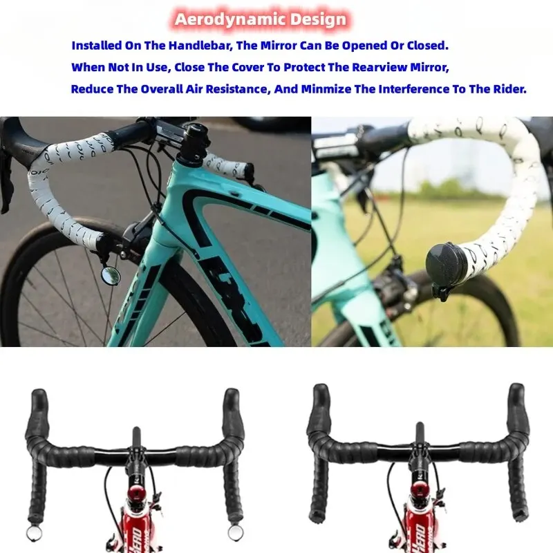 Bicycle 1PC Rear View Convex Mirror Handlebar Drop Bar Mount Acrylic Lens Back Sight Reflector Light Weight - Image 5
