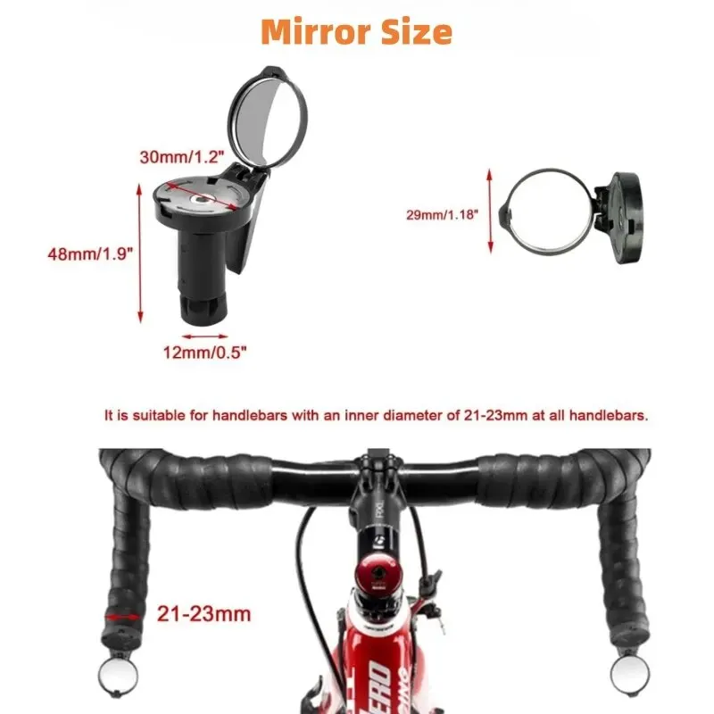 Bicycle 1PC Rear View Convex Mirror Handlebar Drop Bar Mount Acrylic Lens Back Sight Reflector Light Weight - Image 9