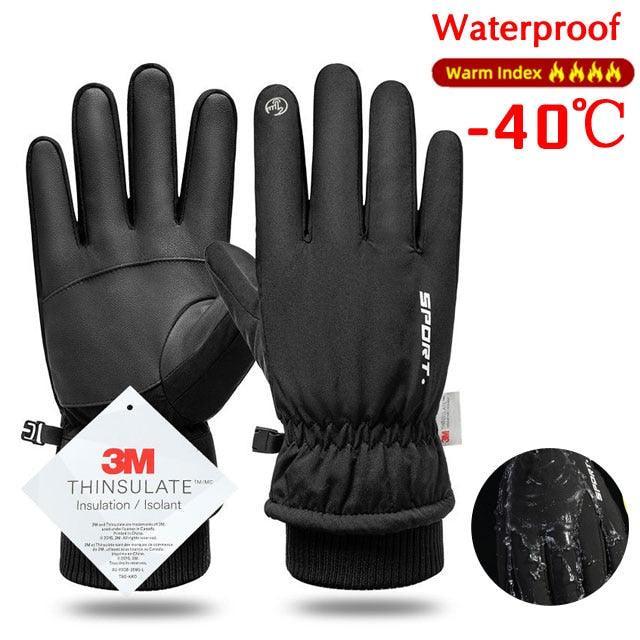 Men Winter Waterproof Cycling Gloves Outdoor Sports Running Motorcycle Ski Touch Screen Fleece Gloves Non-slip Warm Full Fingers - Image 3