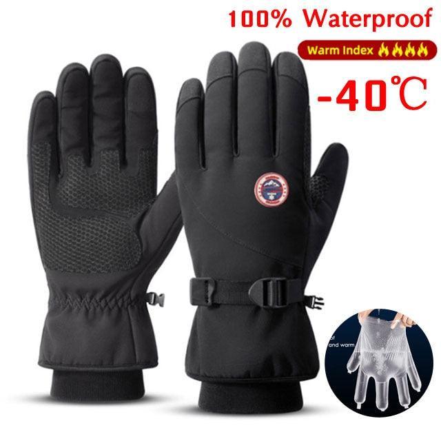 Men Winter Waterproof Cycling Gloves Outdoor Sports Running Motorcycle Ski Touch Screen Fleece Gloves Non-slip Warm Full Fingers - Image 4