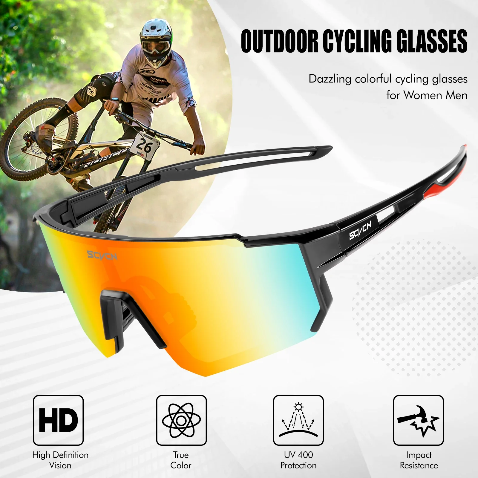 SCVCN new Outdoor Cycling Sunglasses Men MTB Bike Glasses  Sports Mountain Climbing fishing Women Bicycle Cycling UV400 Goggles - Image 4