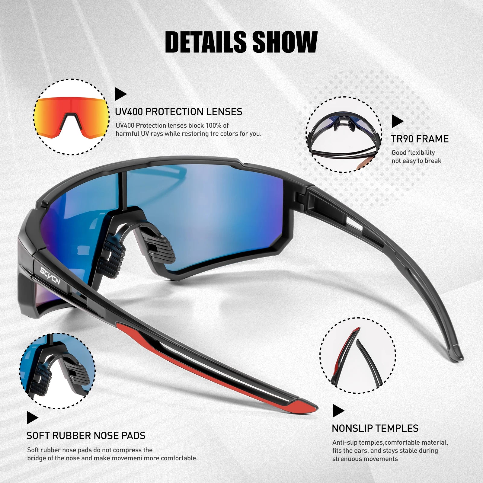 SCVCN new Outdoor Cycling Sunglasses Men MTB Bike Glasses  Sports Mountain Climbing fishing Women Bicycle Cycling UV400 Goggles - Image 6
