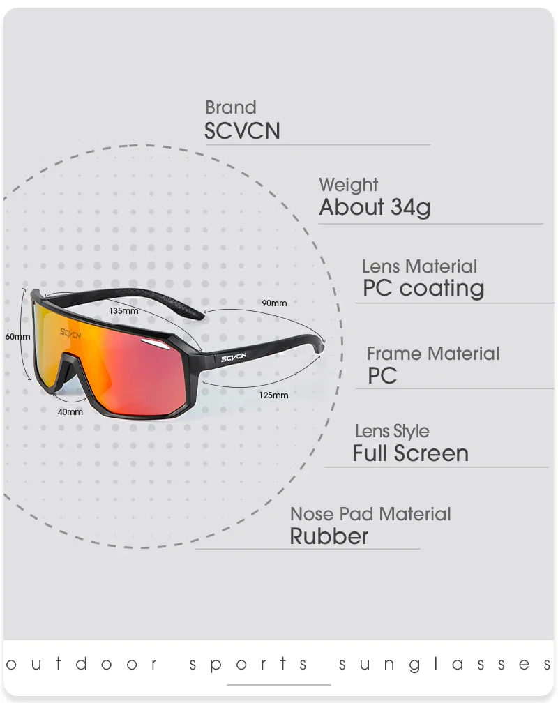 SCVCN Sports Men UV400 Sunglasses Cycling Glasses Runing Cycl Camp Bike Eyewear MTB Outdoor Goggles Bicycle Women Hunting - Image 12