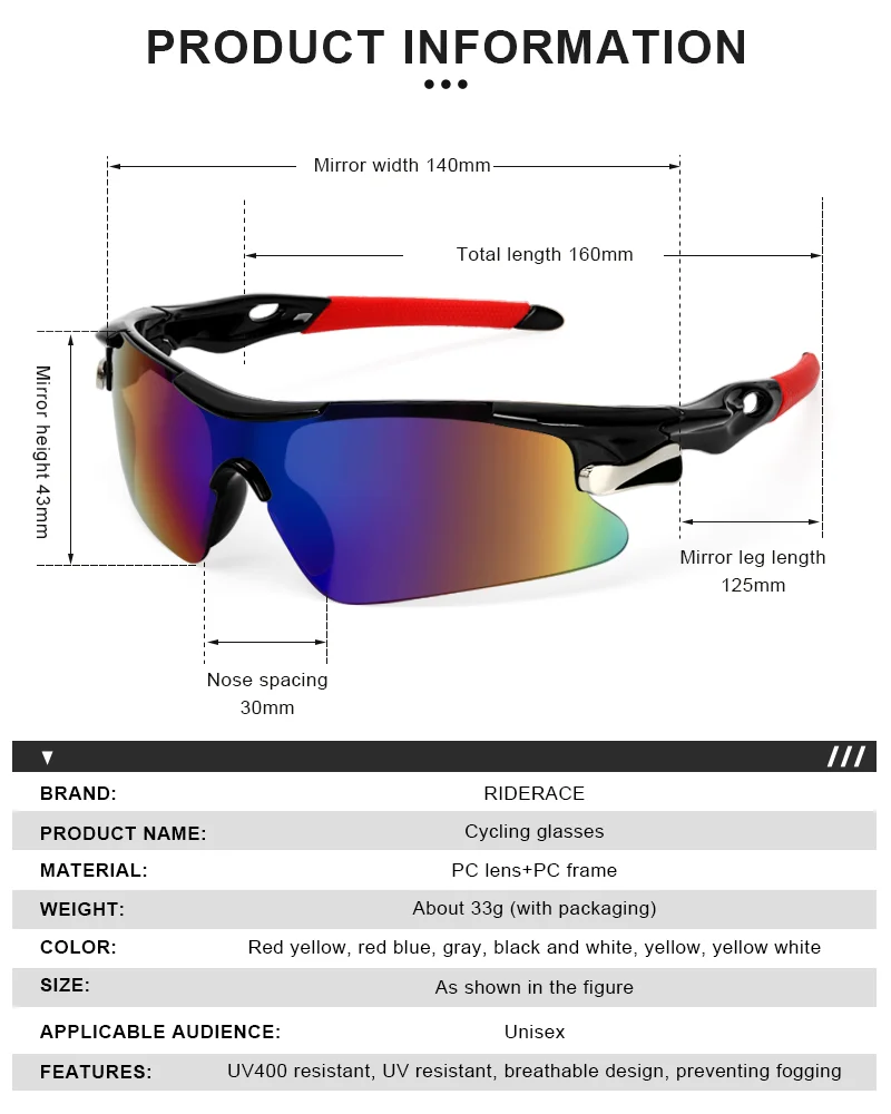 Sports Men Sunglasses Road Bicycle Glasses Mountain Cycling Riding Protection Goggles Eyewear Mtb Bike Sun Glasses - Image 5