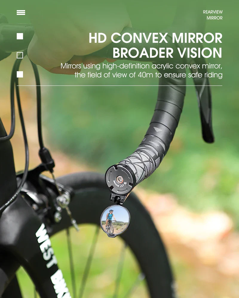 WEST BIKING Bicycle Rearview Mirror Universal Adjustable Convex Mirrors Rotate Handlebar End Mirror MTB Road Bike Accessories - Image 11