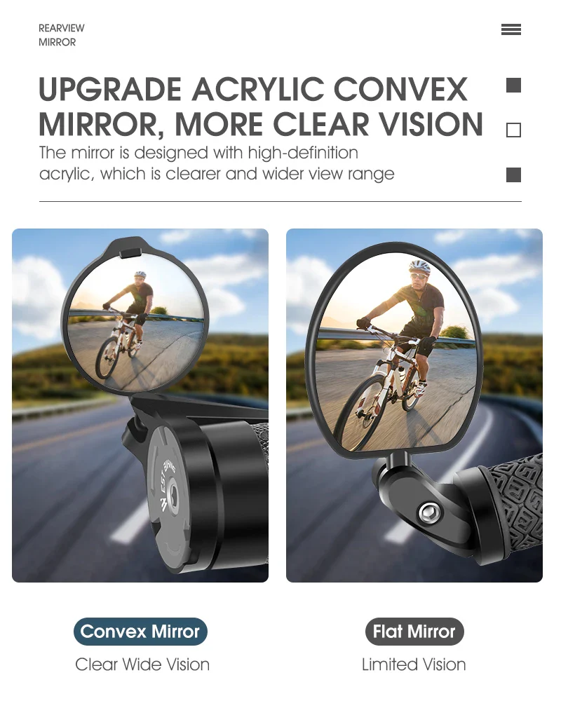 WEST BIKING Bicycle Rearview Mirror Universal Adjustable Convex Mirrors Rotate Handlebar End Mirror MTB Road Bike Accessories - Image 12